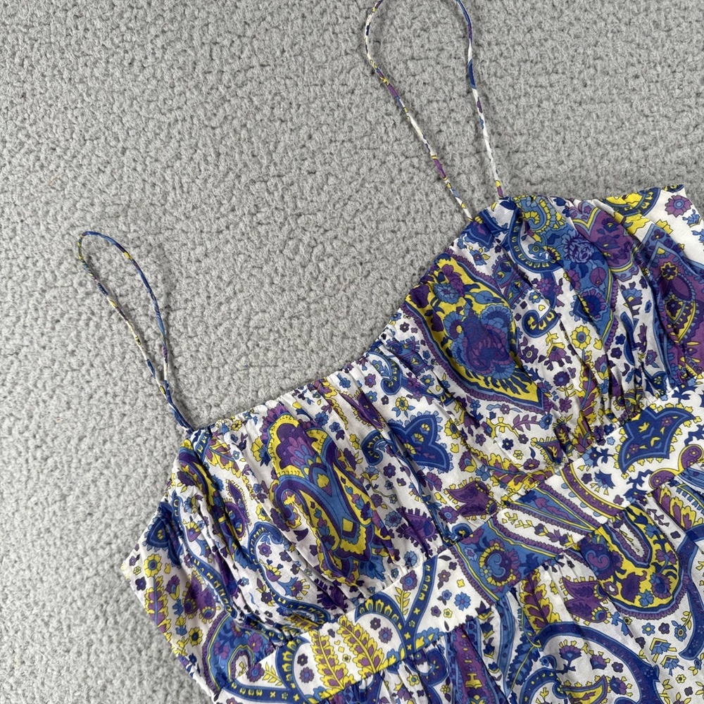 Lauren Ralph Lauren Maxi Dress Womens 8 Paisley Lined Tiered Silk Cotton Summer - Picture 7 of 14